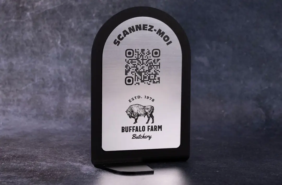 Chevalet pour QR Code en plastique acrylique et plexiglas