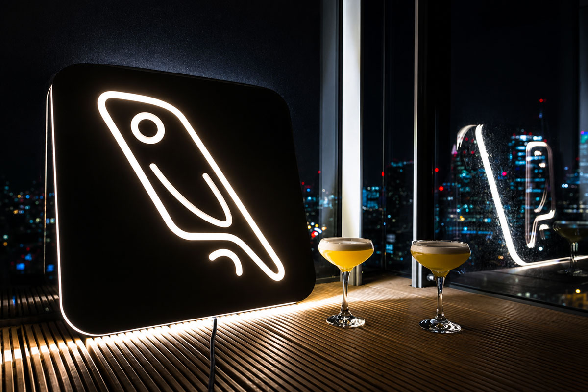 Enseigne en bois lumineuse pour logo Reedsy